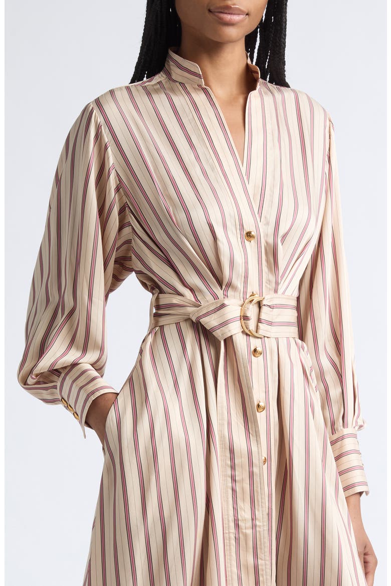Valiant Stripe Long Sleeve Midi Shirtdress, Alternate, color, CREAM ROSE STRIPE
