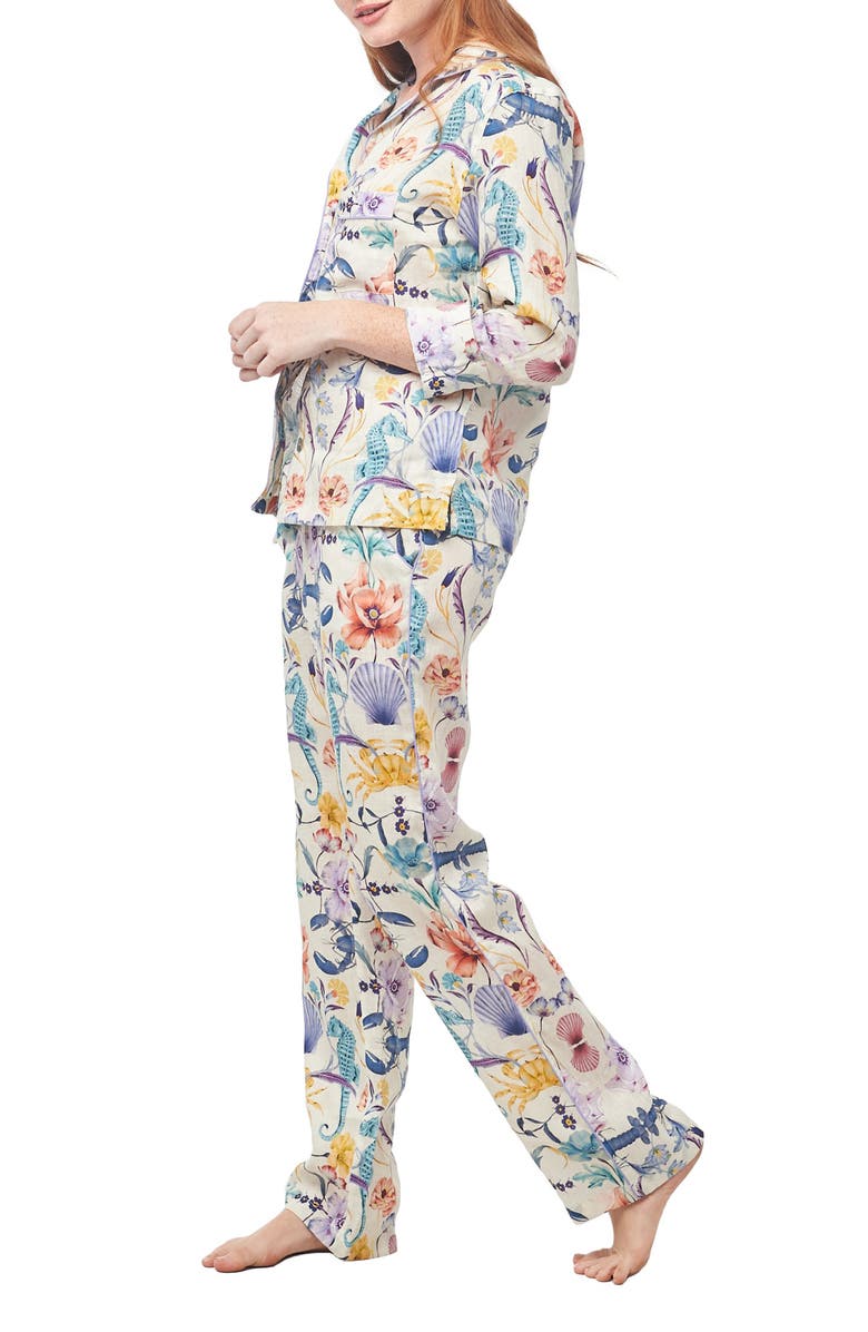 The Lazy Poet Nina Seahorses Linen Pajamas, Alternate, color,