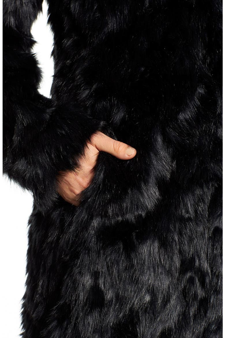 Shaggy Faux Fur Coat, Alternate, color, BLACK