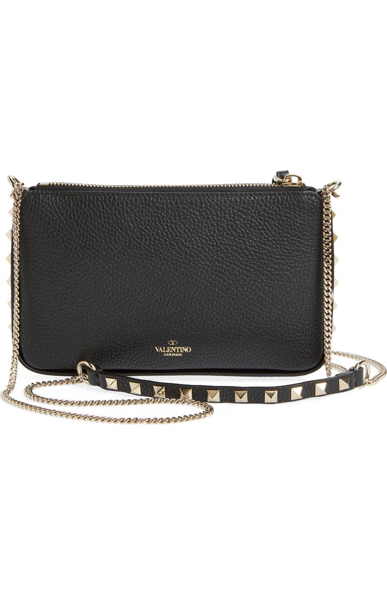 Valentino Garavani Rockstud Leather Pouch Shoulder Bag, Alternate, color,