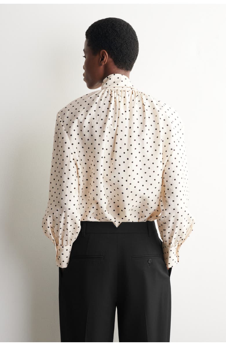 COS Scarf-Detail Polka-Dot Shirt, Alternate, color, Ivory / Black / Polka Dot
