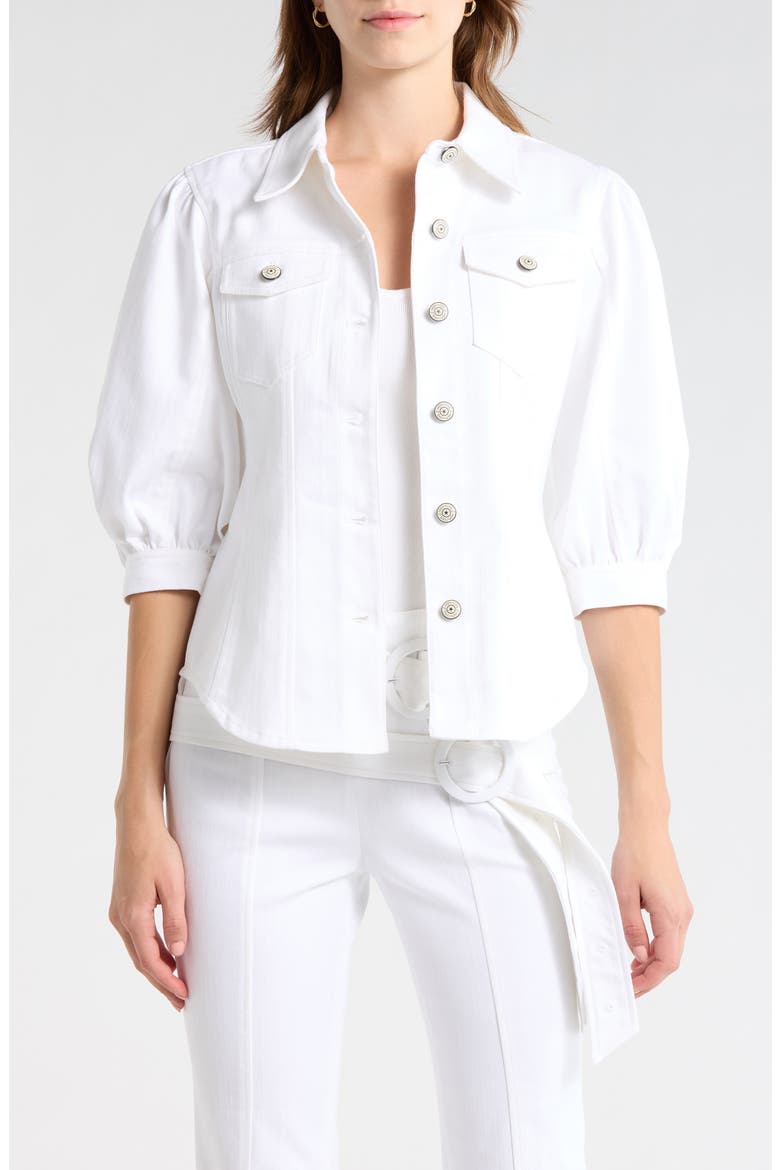 Louis Puff Sleeve Cotton Blend Jacket, Main, color, WHITE