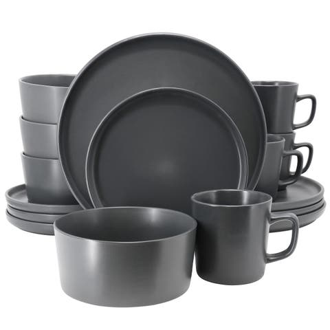 Luxmatte Dark Grey 16 Piece Dinnerware Set