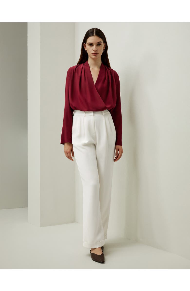 Lilysilk Silk Crêpe de Chine Long Sleeve Blouse, Alternate, color, Cherry Red