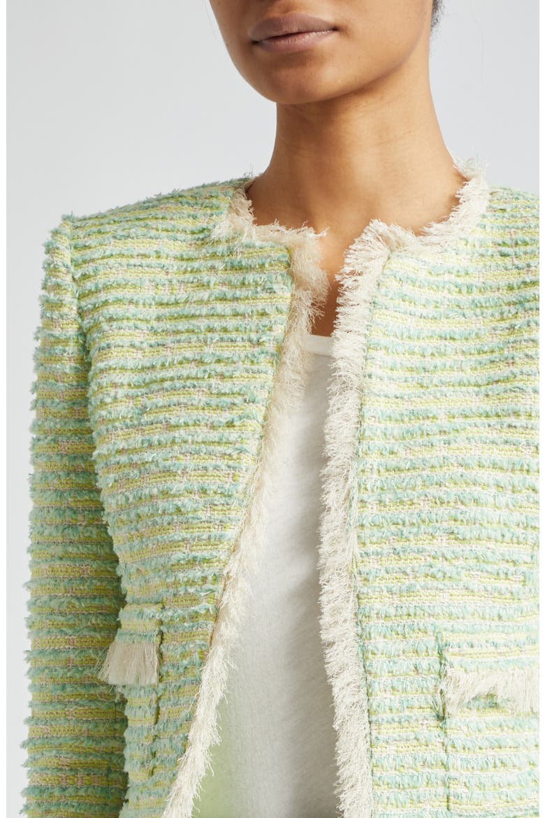 Angelina Fray Tweed Jacket, Alternate, color, LIGHT GREEN MULTI
