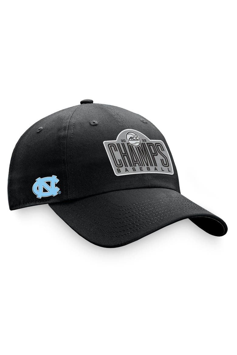 Men's Top of the World Black North Carolina Tar Heels 2022 ACC Baseball Conference Tournament Champions Crew Adjustable Hat, Main, color, Black