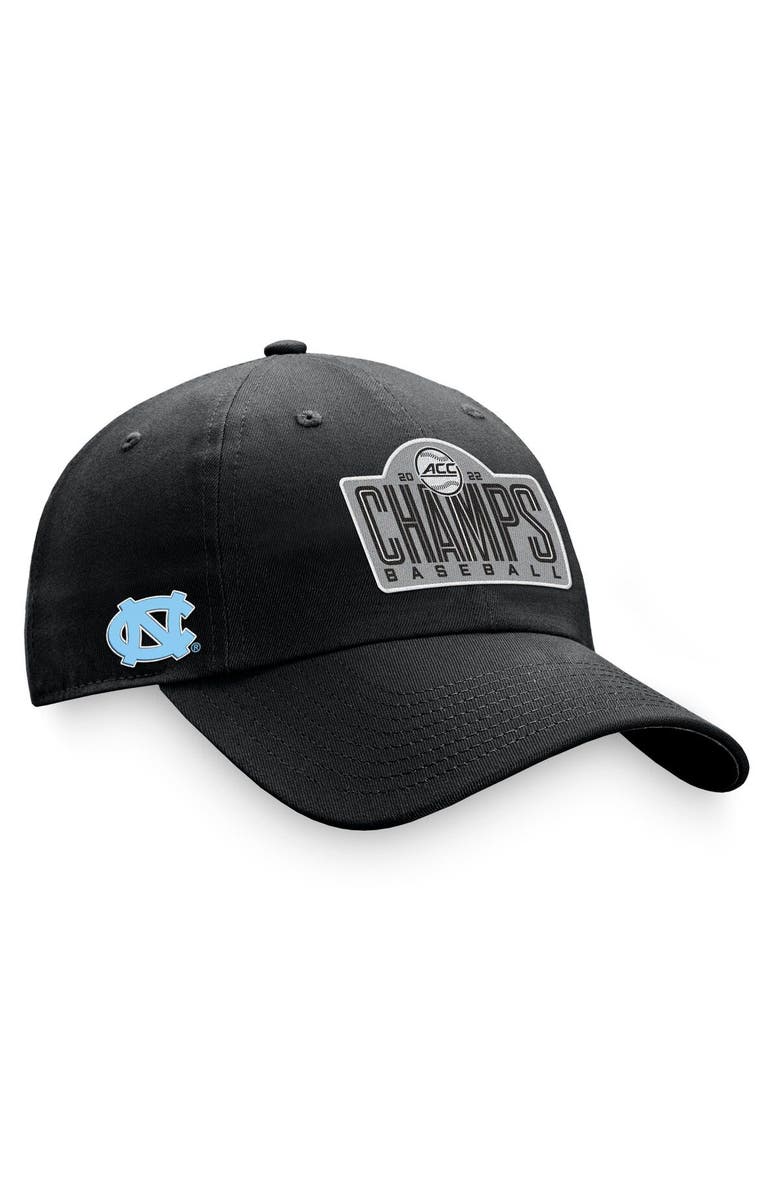 TOP OF THE WORLD Men's Top of the World Black North Carolina Tar Heels 2022 ACC Baseball Conference Tournament Champions Crew Adjustable Hat, Main, color,