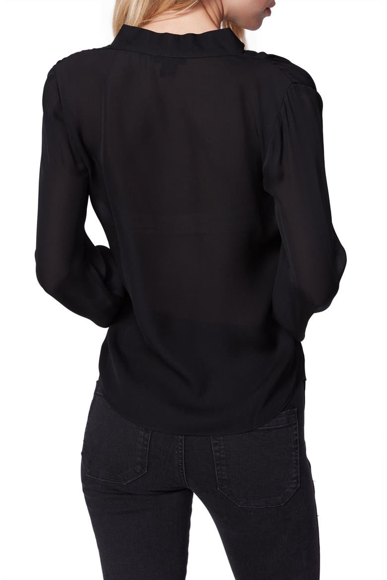Lorienne Twist Front Silk Top, Alternate, color, BLACK