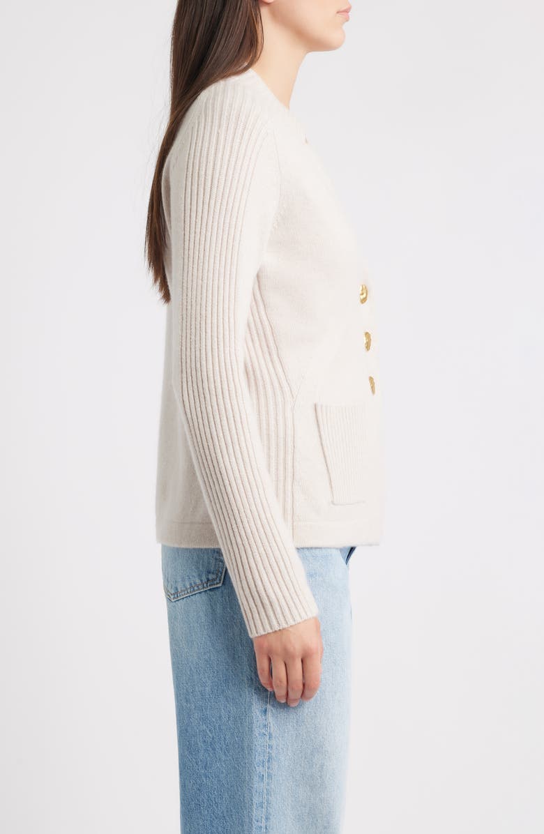 MARGARET O'LEARY St. Amelia Notched Collar Cashmere Cardigan, Alternate, color, Ecru