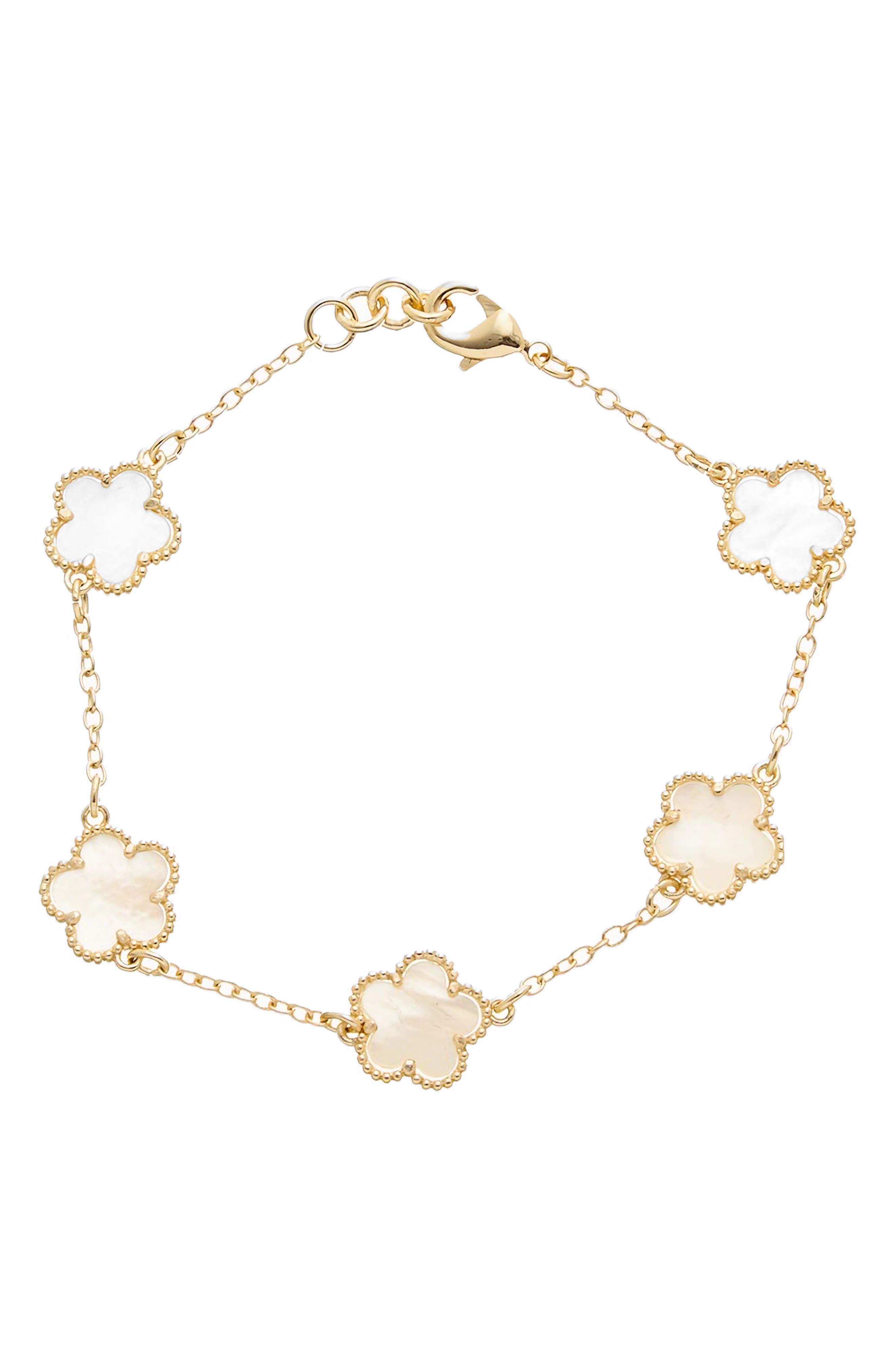 Juvell Mother-of-Pearl Clover Station Bracelet