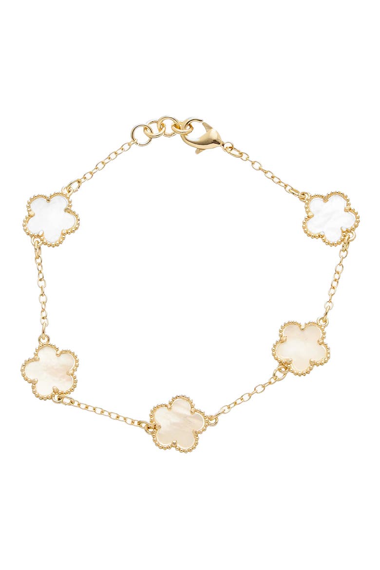Mother-of-Pearl Clover Station Bracelet, Main, color, YELLOW
