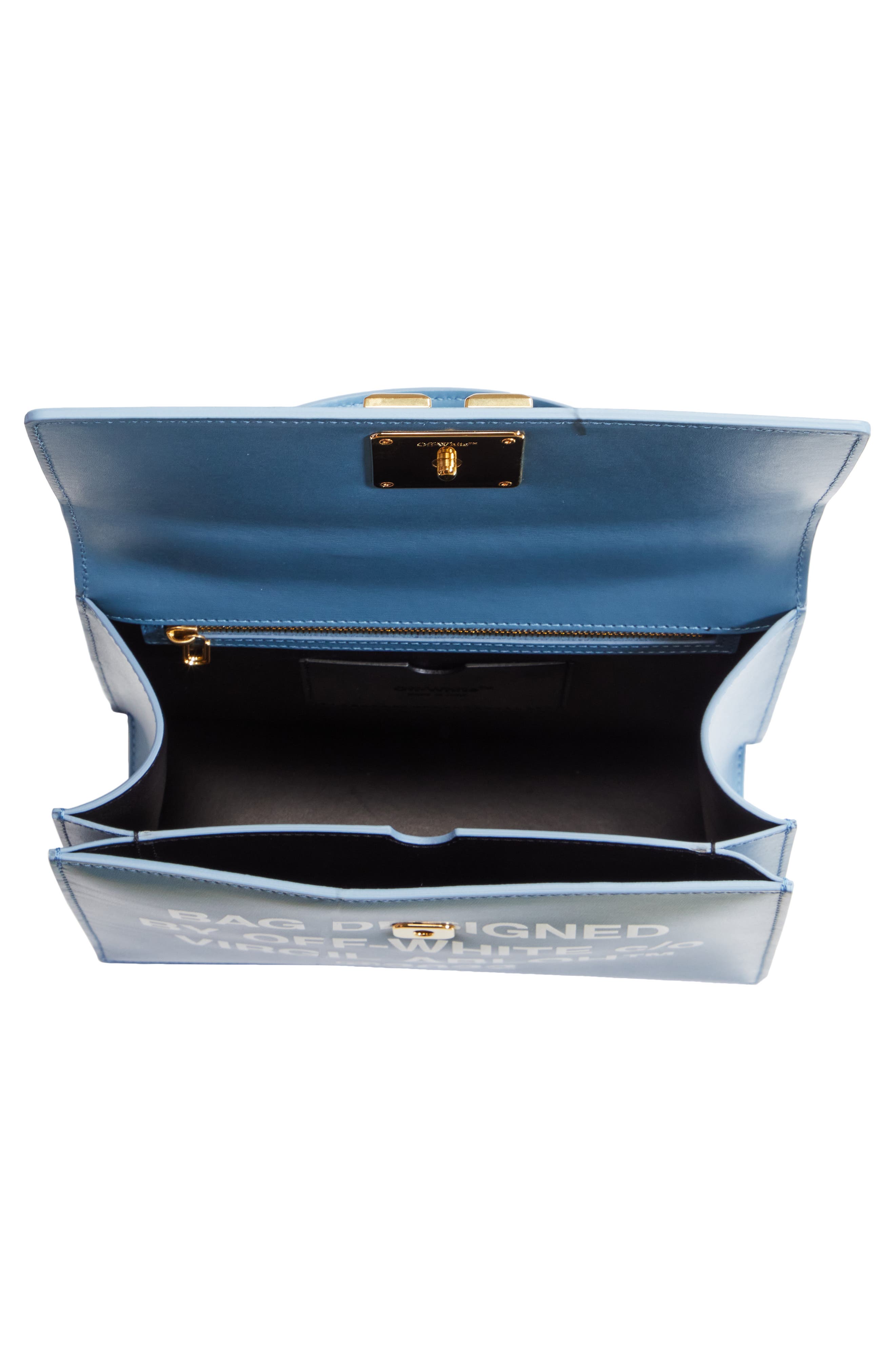 Jitney Quote Logo Leather Handbag (Nordstrom Exclusive), Alternate, color, BLUE WHITE