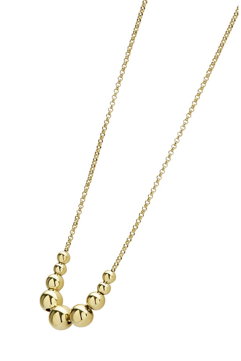 Caviar Gold Graduated Bead Chain Necklace, Alternate, color, GOLD