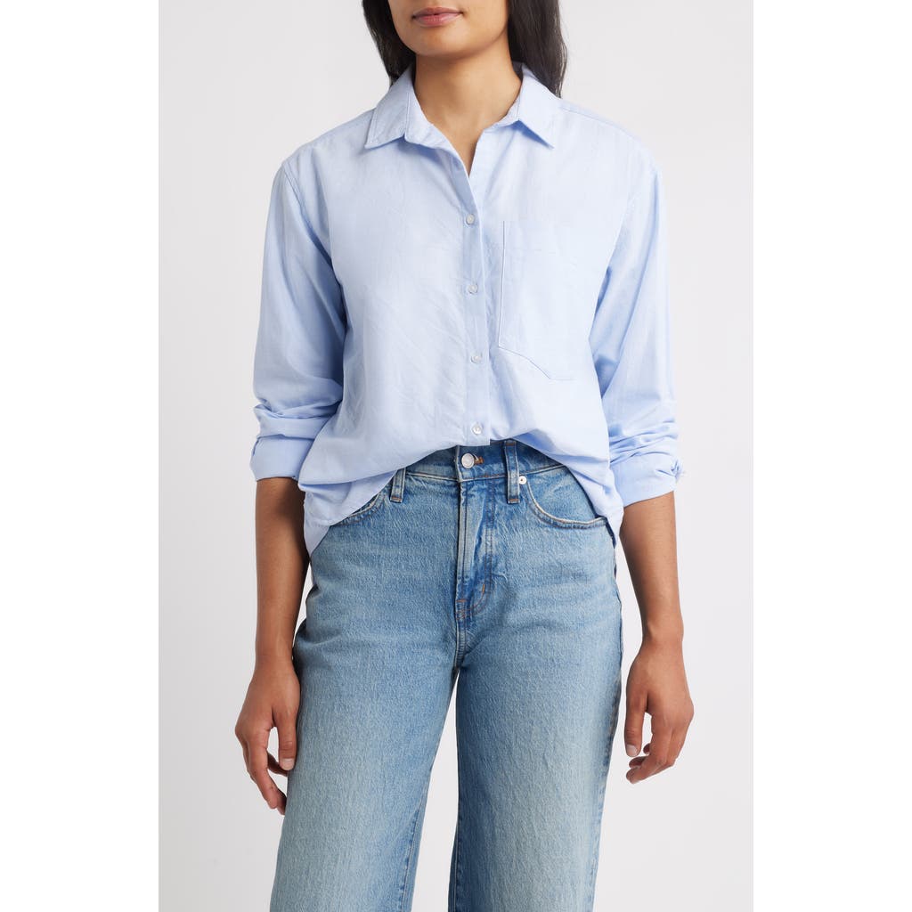 Beachlunchlounge Cammi Cotton Button-up Shirt In Blue