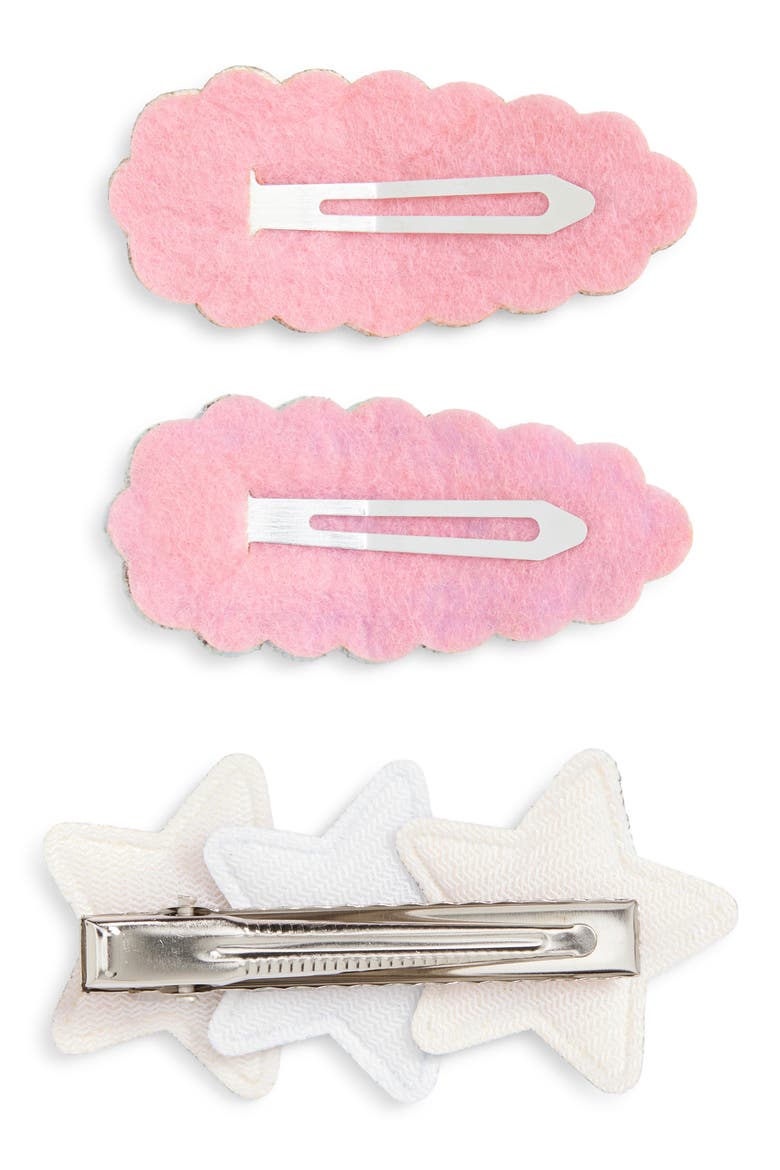 Kids' 3-Pack Assorted Star & Sparkle Hair Clips Set, Alternate, color, TEAL