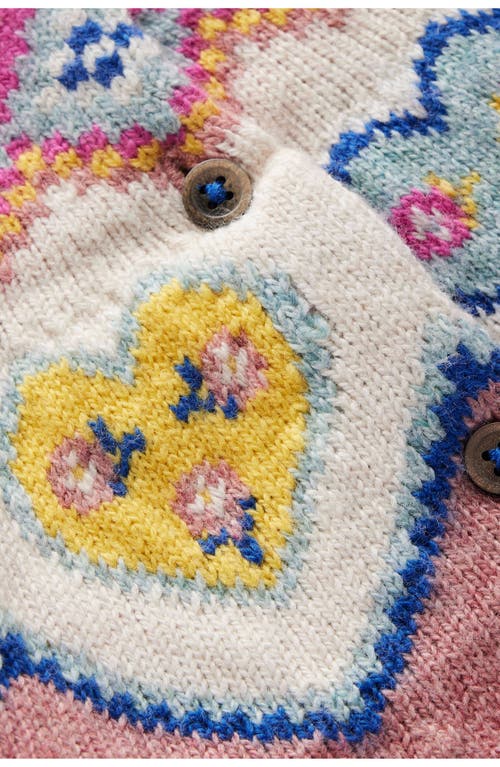 Mini Boden Kids' Edie Fair Isle Cardigan In Pink