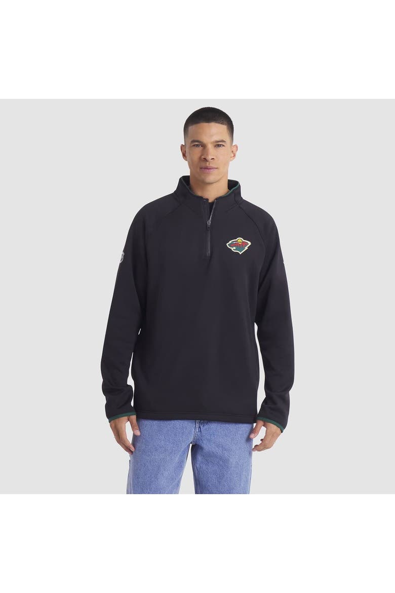 Men's Fanatics Black Minnesota Wild Authentic Pro Rink Raglan Quarter-Zip Pullover, Main, color, Black