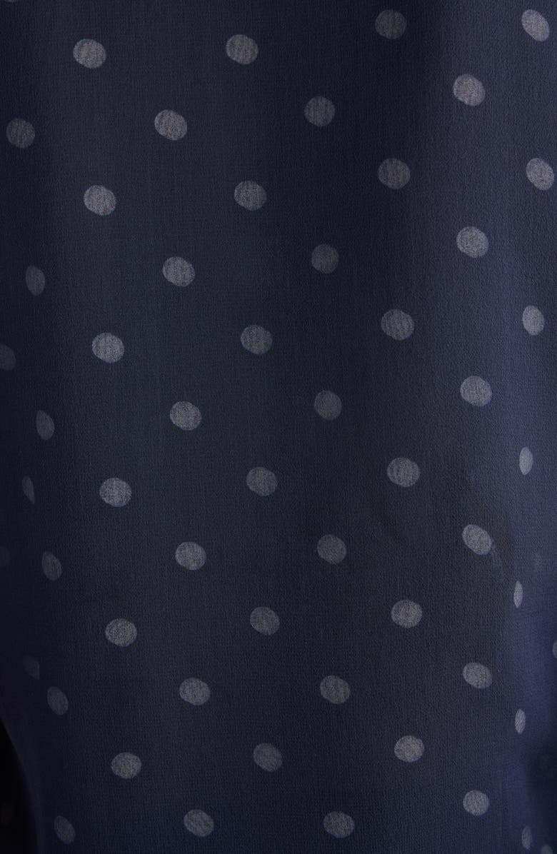 Acne Studios Takota Polka Dot Georgette Polo, Alternate, color, Navy/ White