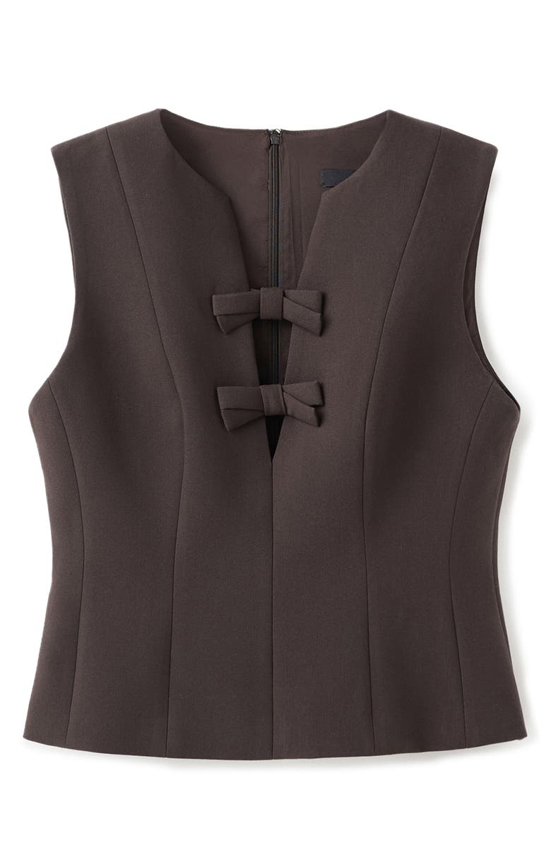 MANGO Bow V-Neck Vest, Main, color, Brown