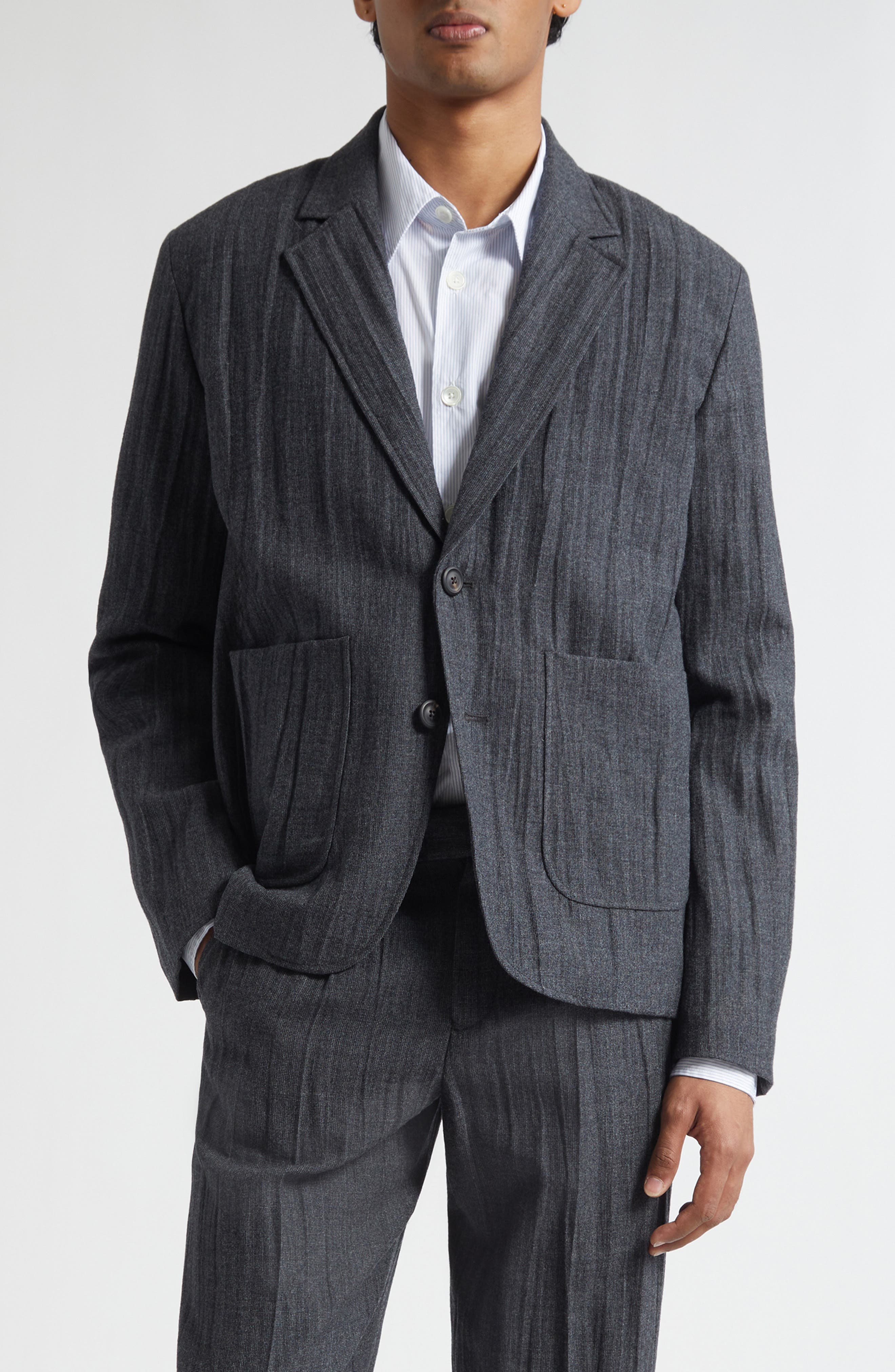 Temp Plisse Virgin Wool Blend Blazer