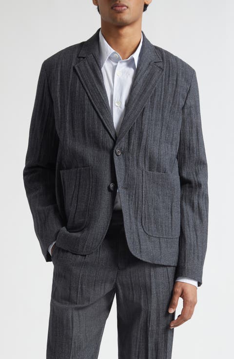 Temp Plissé Virgin Wool Blend Blazer