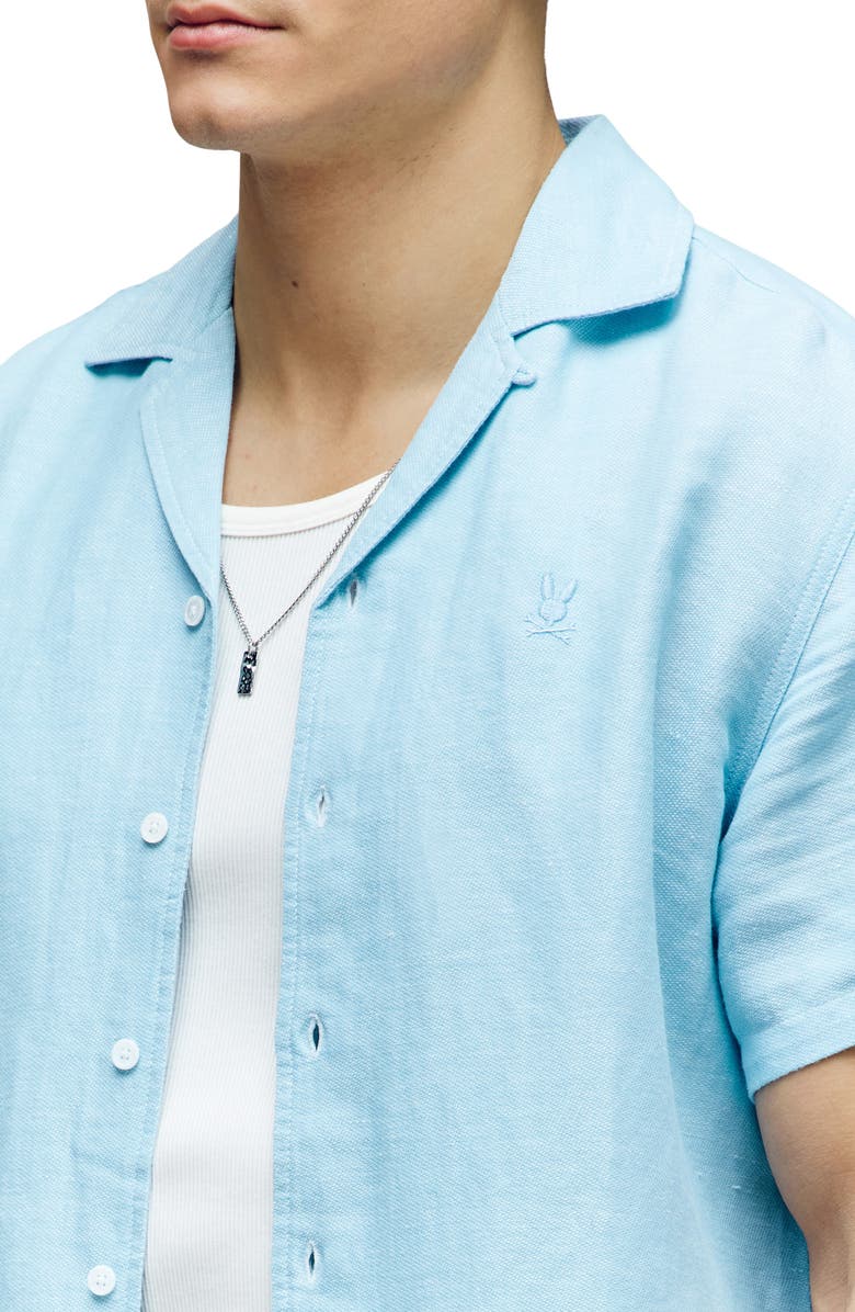 Psycho Bunny Windcrest Linen Blend Camp Shirt, Alternate, color, 