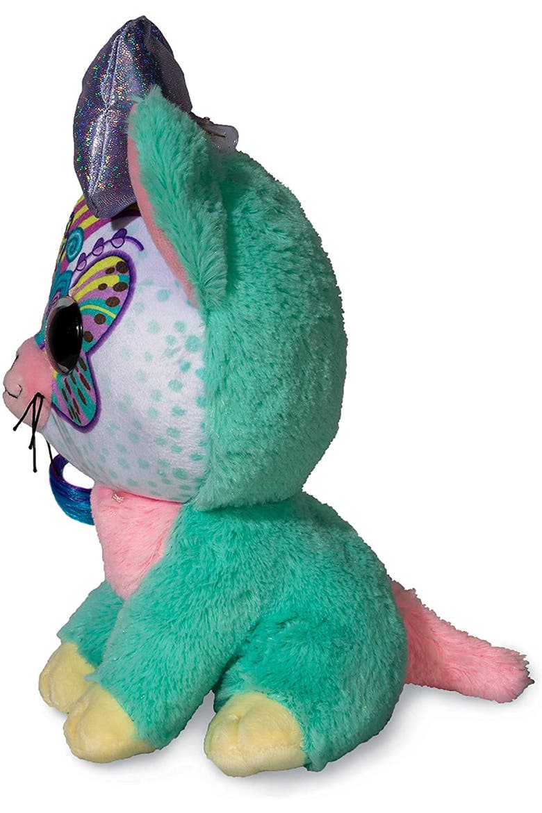 6 Inch Plush Rainbow Bow Pet Cat, Alternate, color, Multicolored