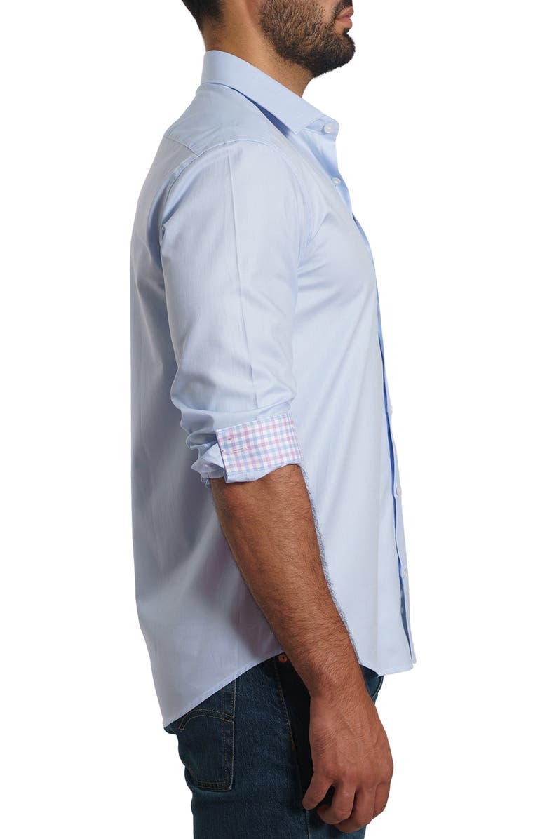 Jared Lang Solid Pima Cotton Button-Up Shirt, Alternate, color, Light Blue