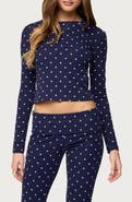 EDIKTED Daliya Polka Dot Crop Stretch Cotton T-Shirt