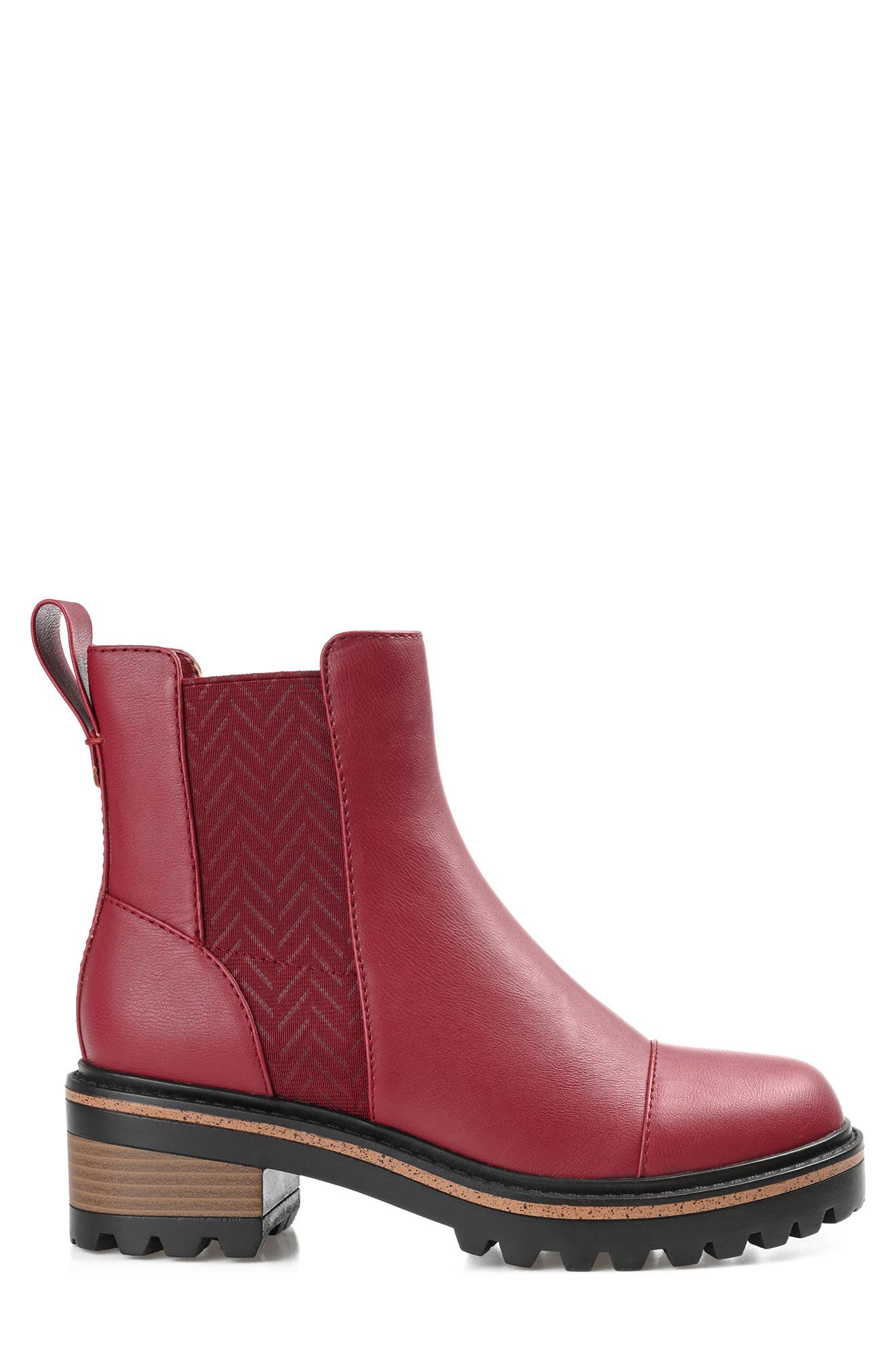 Journee Colleciton Mirette Lug Sole Chelsea Boot, Alternate, color, WINE