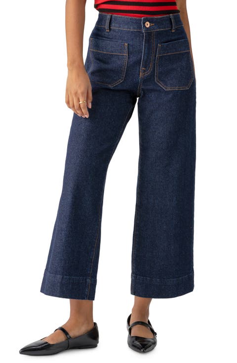 The Marine Patch Pocket Crop Wide Leg Jeans (Magnetic)
