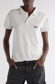Balenciaga Laurel Embroidered Fitted Cotton Piqué Polo