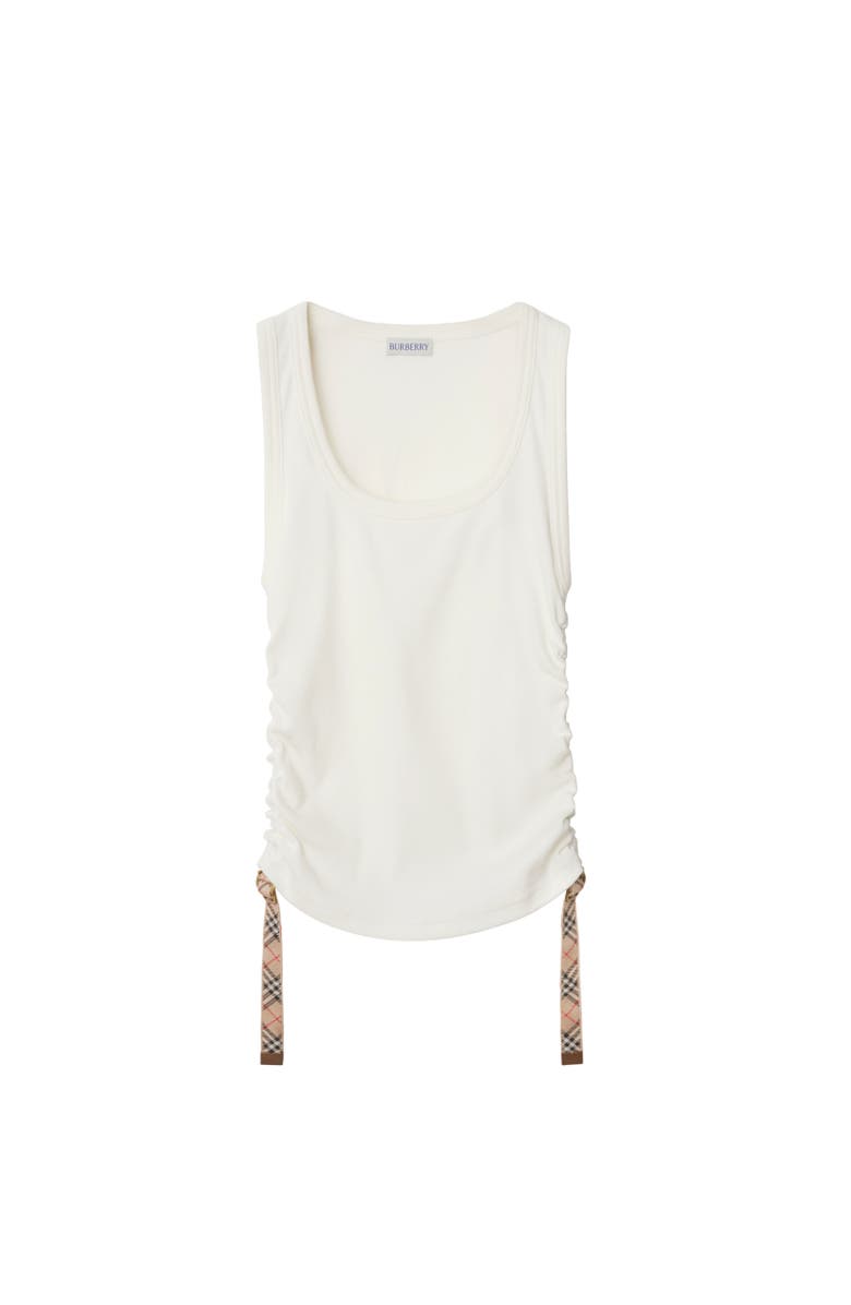 Burberry Festival Cotton Blend Tank Top, Alternate, color, Chalk