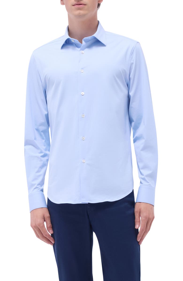 Bugatchi James OoohCotton<sup>®</sup> Button-Up Shirt, Main, color, Sky