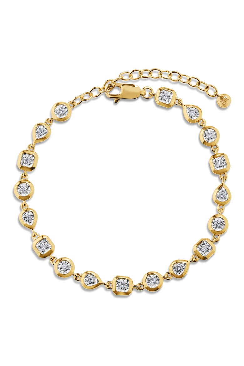 Lab Grown Diamond Bezel Bracelet, Main, color, 18CT GOLD VERMEIL /LAB DIAMOND