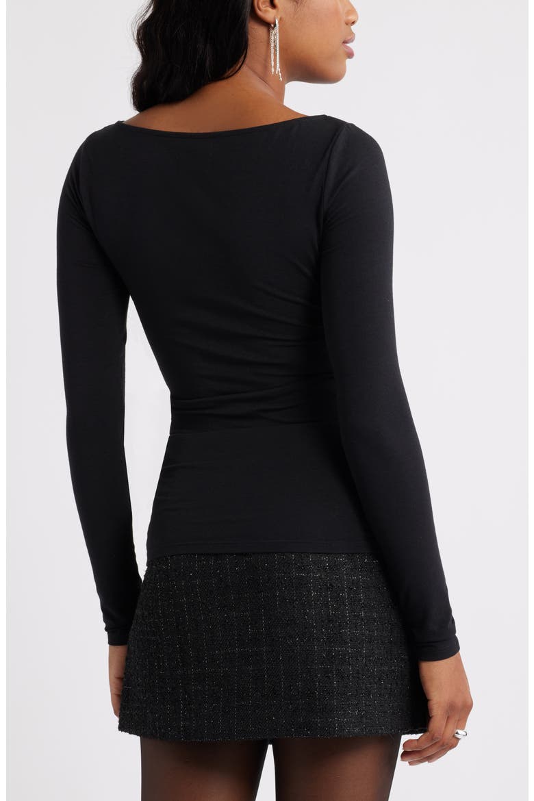Twist Neck Cutout Top, Alternate, color, BLACK
