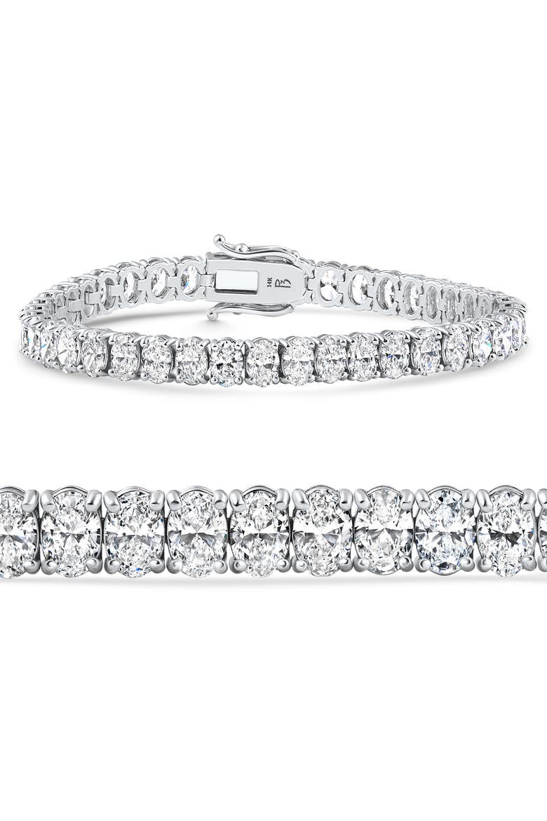 16Ct TW Oval Diamond Tennis Bracelet 14k Gold 7" Lab Grown, Main, color, White Gold