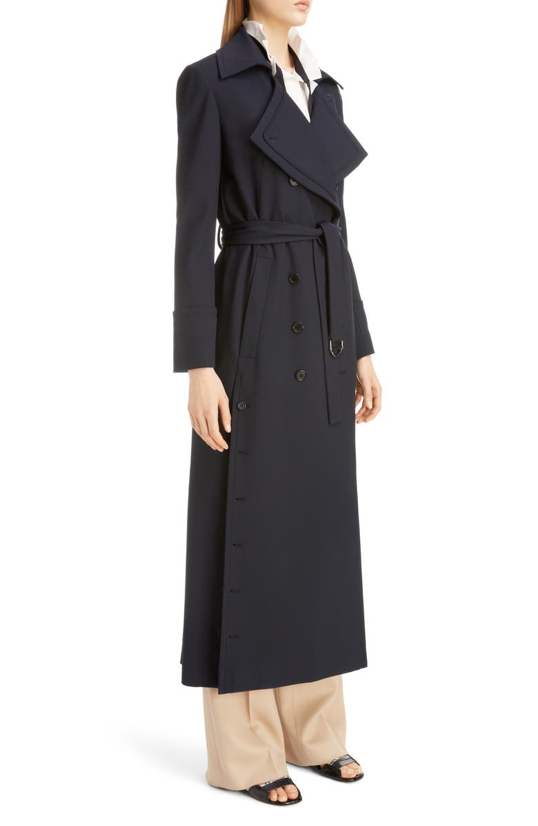 Chloé Button Detail Long Trench Coat, Alternate, color,