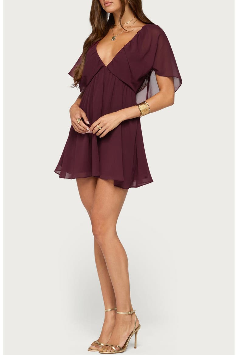 Rosalee Chiffon Babydoll Minidress, Alternate, color, PLUM