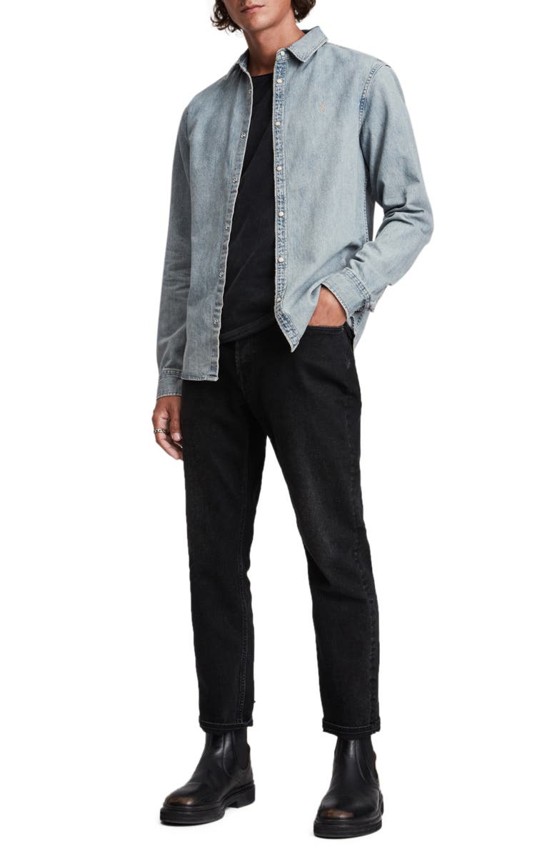 AllSaints Kirton Acid Wash Denim Shirt, Alternate, color, 