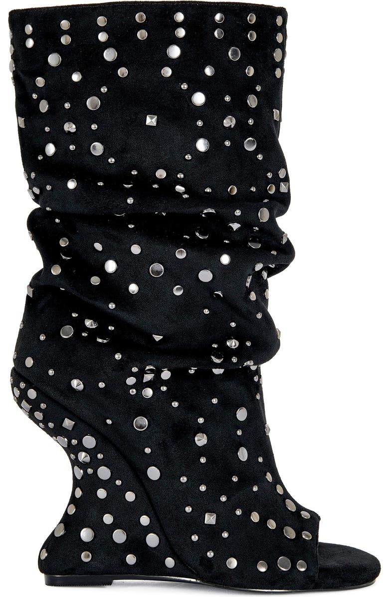 AZALEA WANG Naomani Studded Wedge Bootie, Alternate, color, Denim