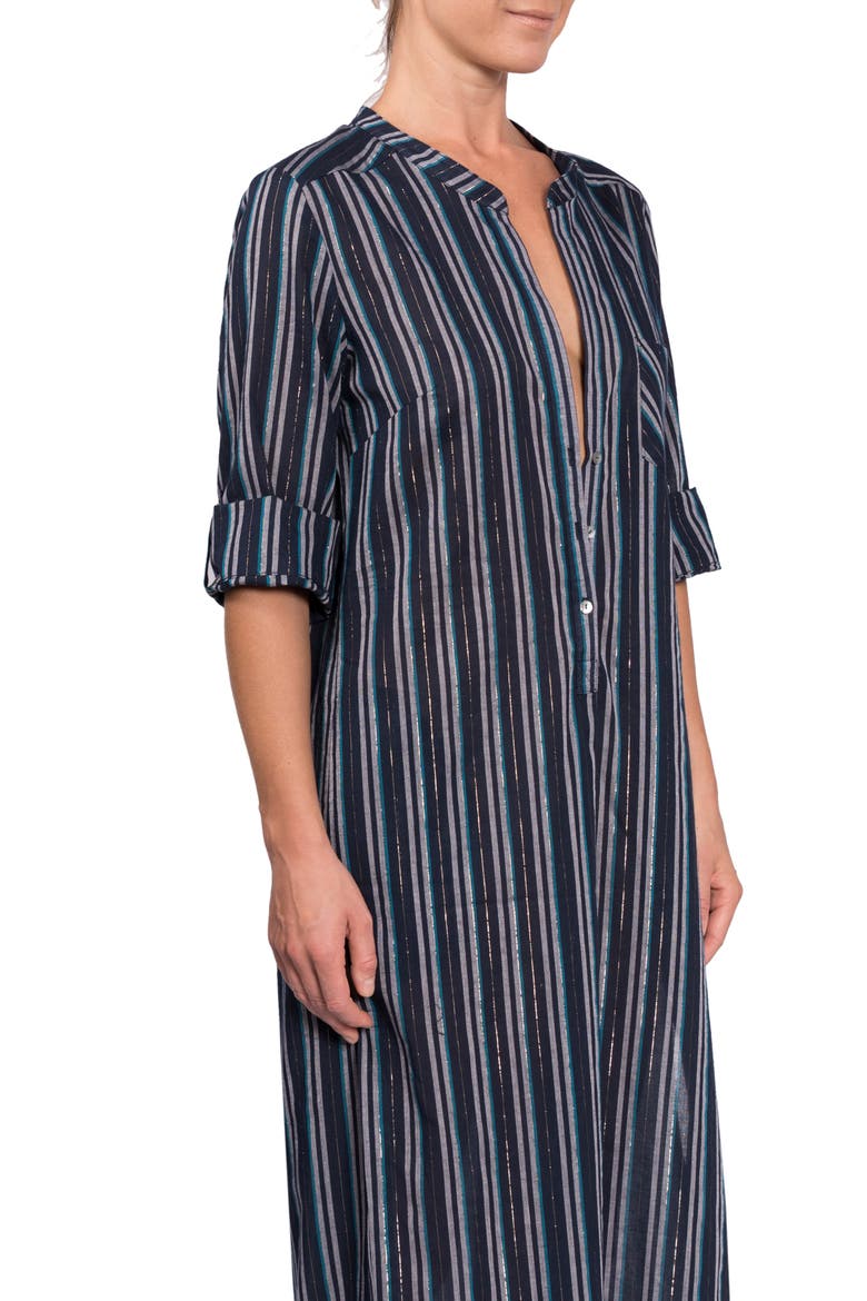 Tracey Cotton Caftan, Alternate, color, MIDNIGHT STRIPE