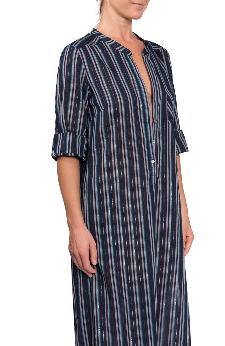Everyday Ritual Tracey Cotton Caftan, Alternate, color, Midnight Stripe