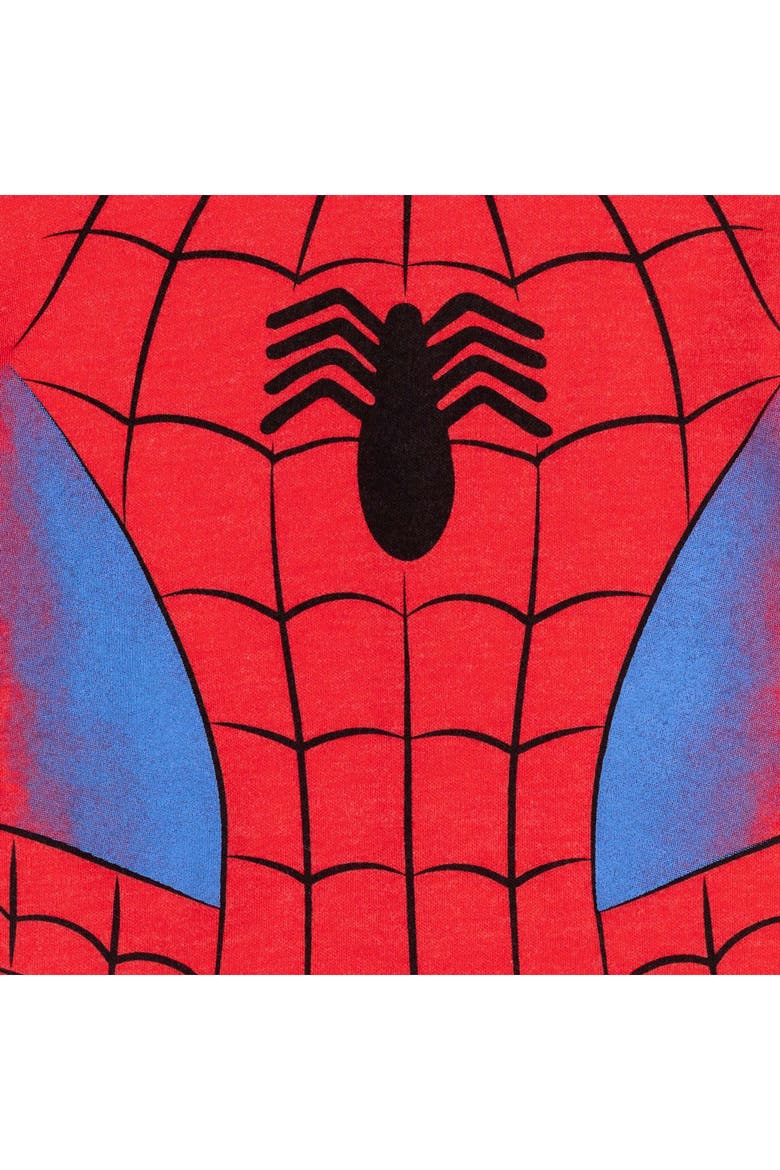 Hooded Romper, Alternate, color, Spider Man Red