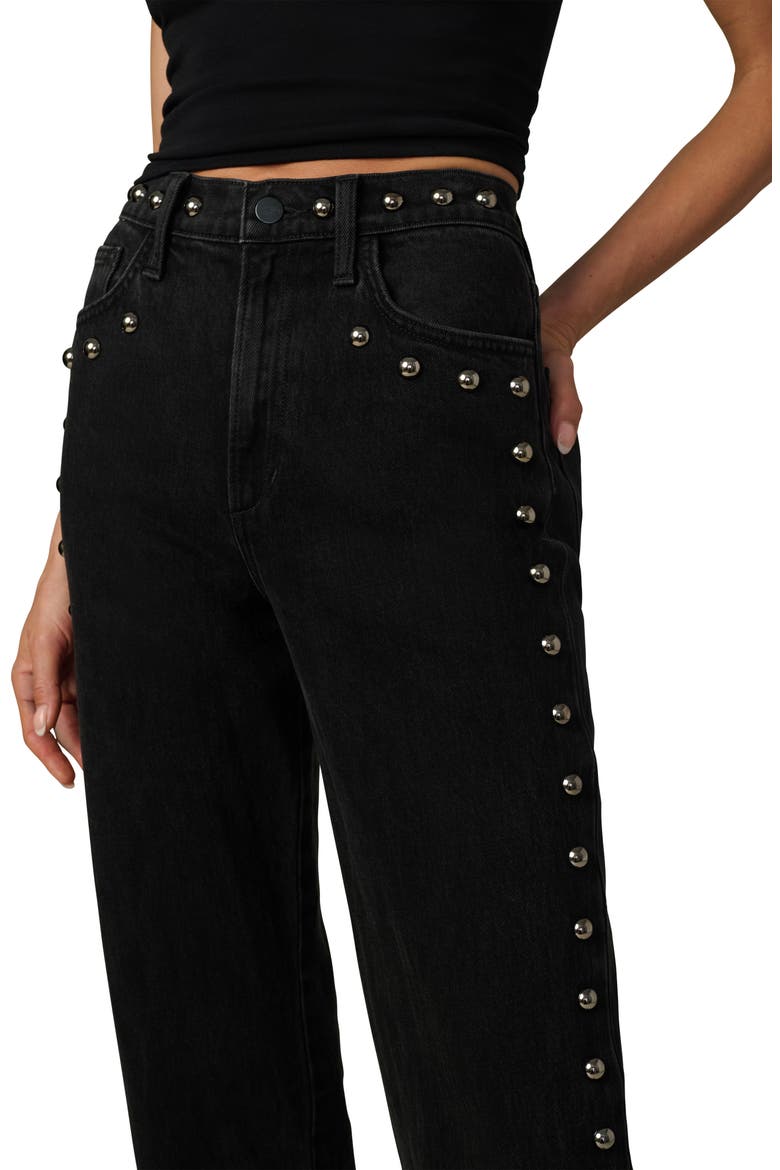 The Margot Embellished Studded High Waist Straight Leg Jeans, Alternate, color, CHIC SHADOW