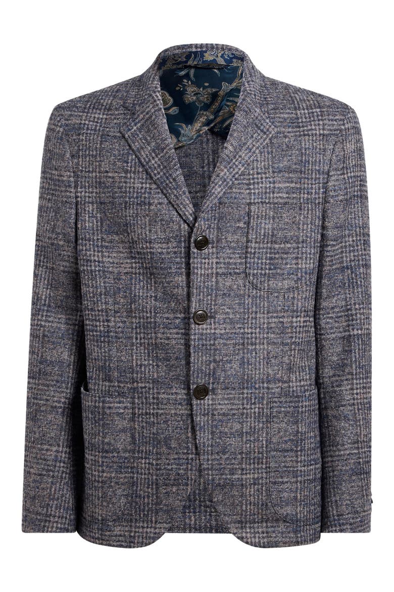 Plaid Alpaca Blend Sport Coat, Main, color, MULTICOLOUR ON PALE BLUE