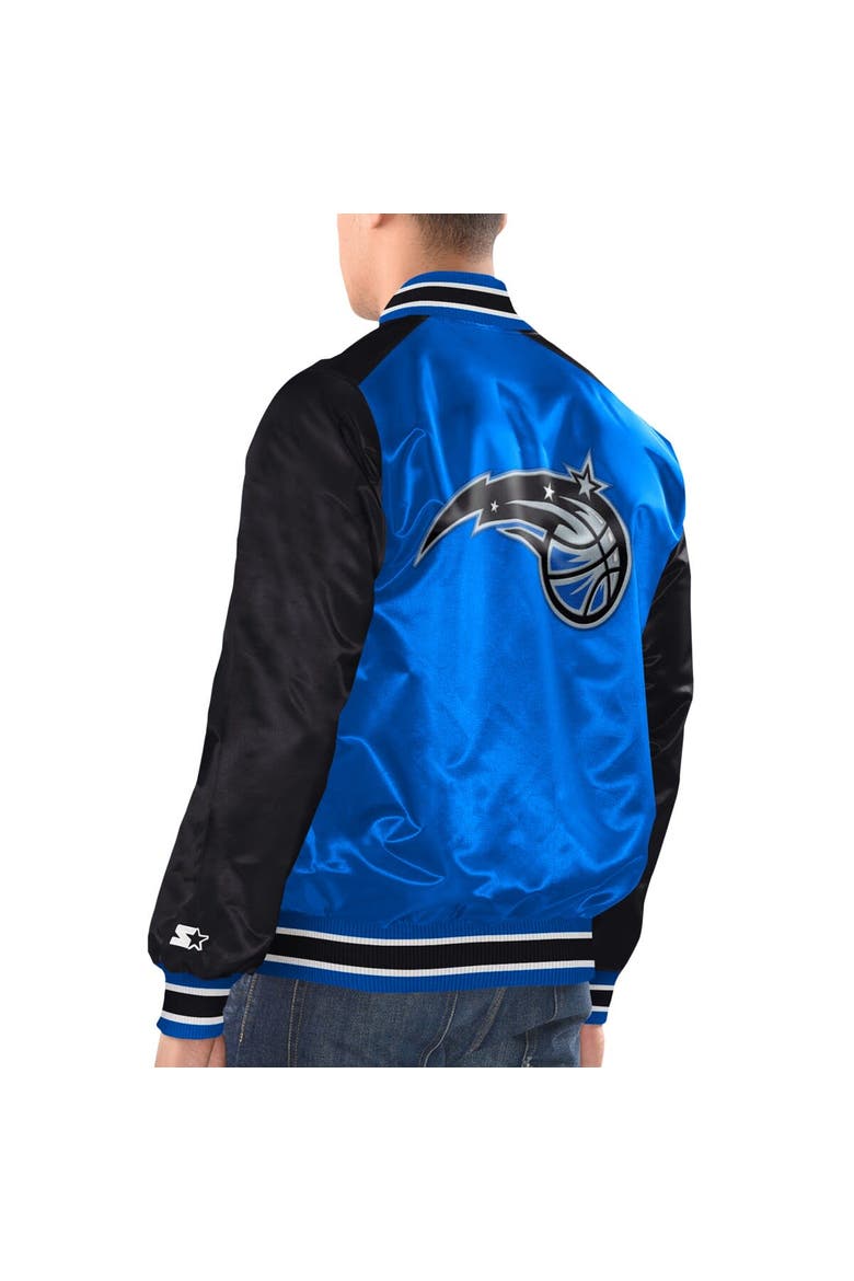 Men's Starter Blue/Black Orlando Magic Renegade Satin Full-Snap Varsity Jacket, Alternate, color, Blue