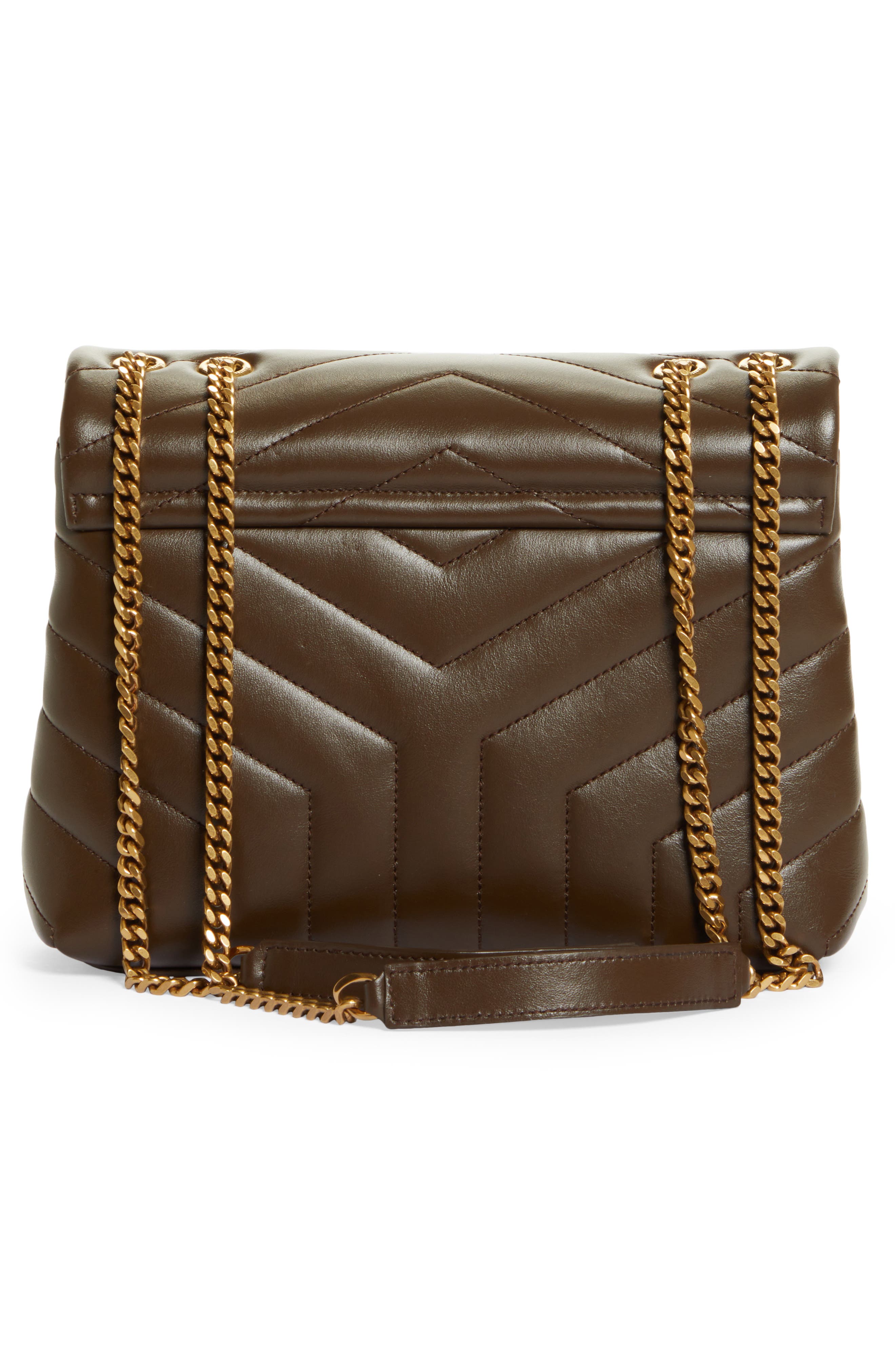 Small Loulou Chain Leather Shoulder Bag, Alternate, color, SOIL BROWN/ SOIL BWN