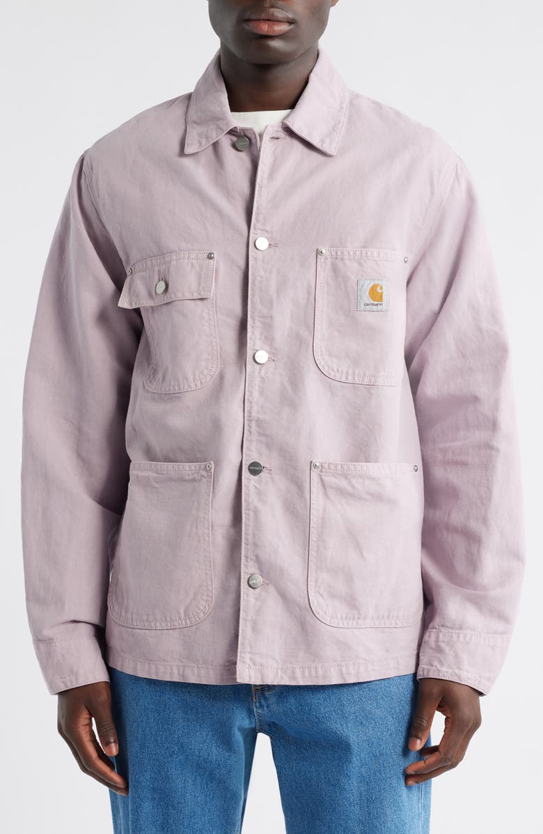 Carhartt Work In Progress Walter Cotton & Linen Canvas Chore Coat, Alternate, color, Pink Fog (Garment Dyed)