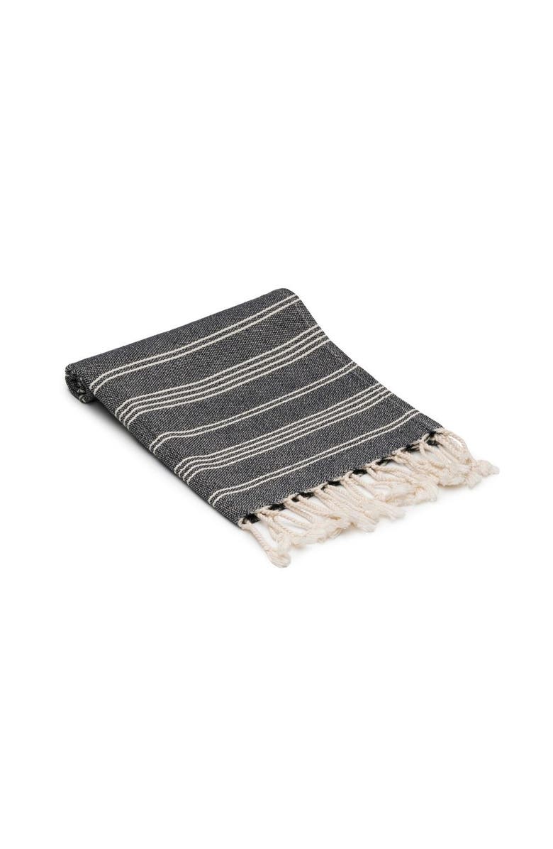 Oliviera Home Essential Stripe Turkish Cotton Hand Towel Bundle, Alternate, color, Black